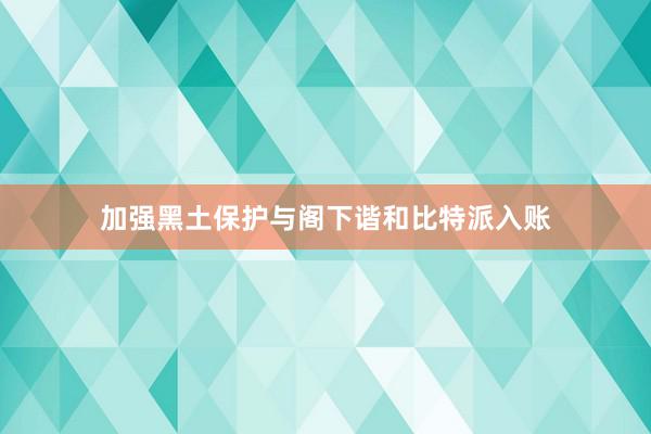 加强黑土保护与阁下谐和比特派入账