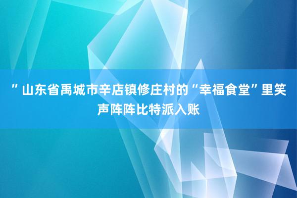 ”山东省禹城市辛店镇修庄村的“幸福食堂”里笑声阵阵比特派入账