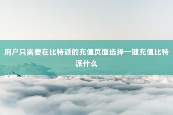 用户只需要在比特派的充值页面选择一键充值比特派什么