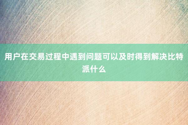 用户在交易过程中遇到问题可以及时得到解决比特派什么