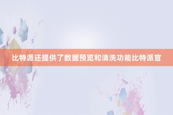 比特派还提供了数据预览和清洗功能比特派官