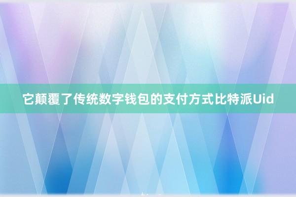 它颠覆了传统数字钱包的支付方式比特派Uid