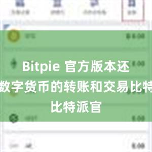 Bitpie 官方版本还支持数字货币的转账和交易比特派官