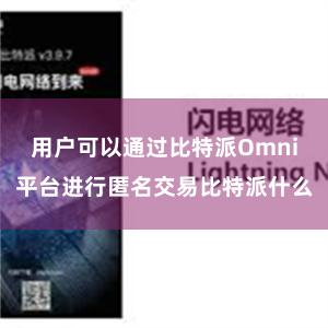 用户可以通过比特派Omni平台进行匿名交易比特派什么